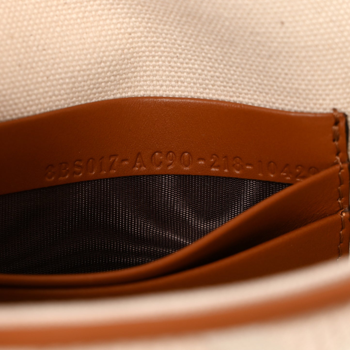 Canvas Vitello King Bi-Color Strap FF Embroidered Mini Baguette Poudre