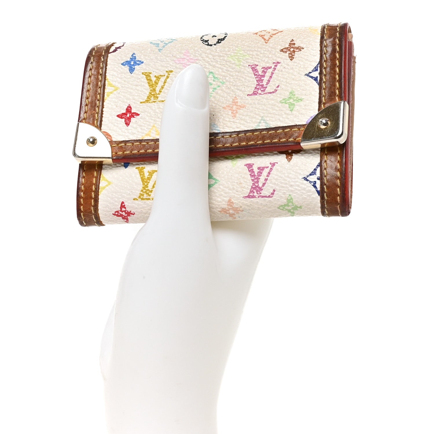 Louis Vuitton Monogram Multicolor Porte-Monnaie Plat Coin Purse White 2 of 6