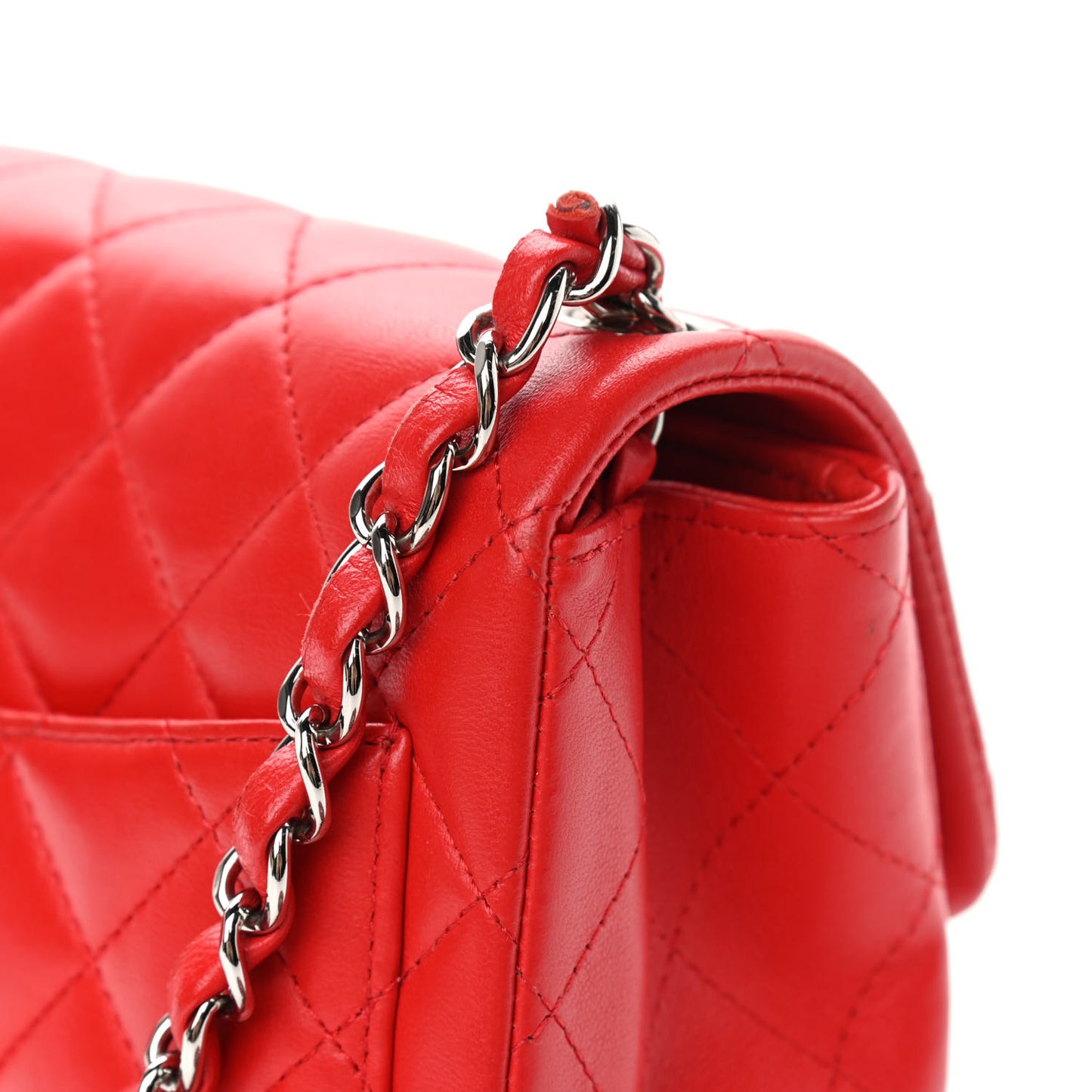 Lambskin Quilted Mini Square Flap Red