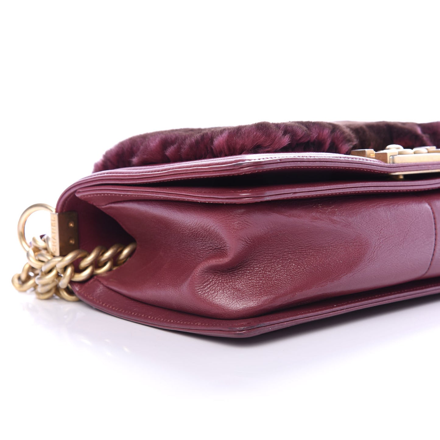 Orylag Rabbit Fur Calfskin Medium Boy Flap Red