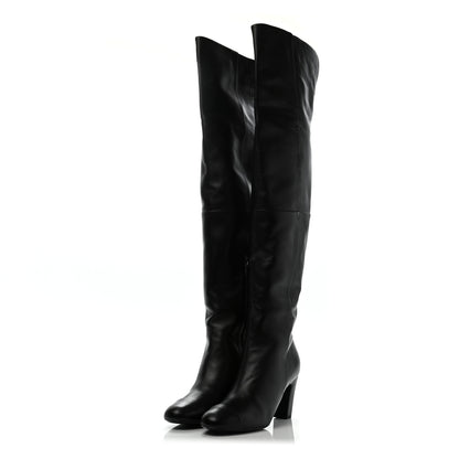 Chanel Calfskin CC Knee High Boots 38.5 Black 3 of 10