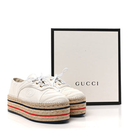 Gucci Nappa Matelasse GG Pilar Flatform Lace-Up Espadrilles 39 Great White 9 of 9