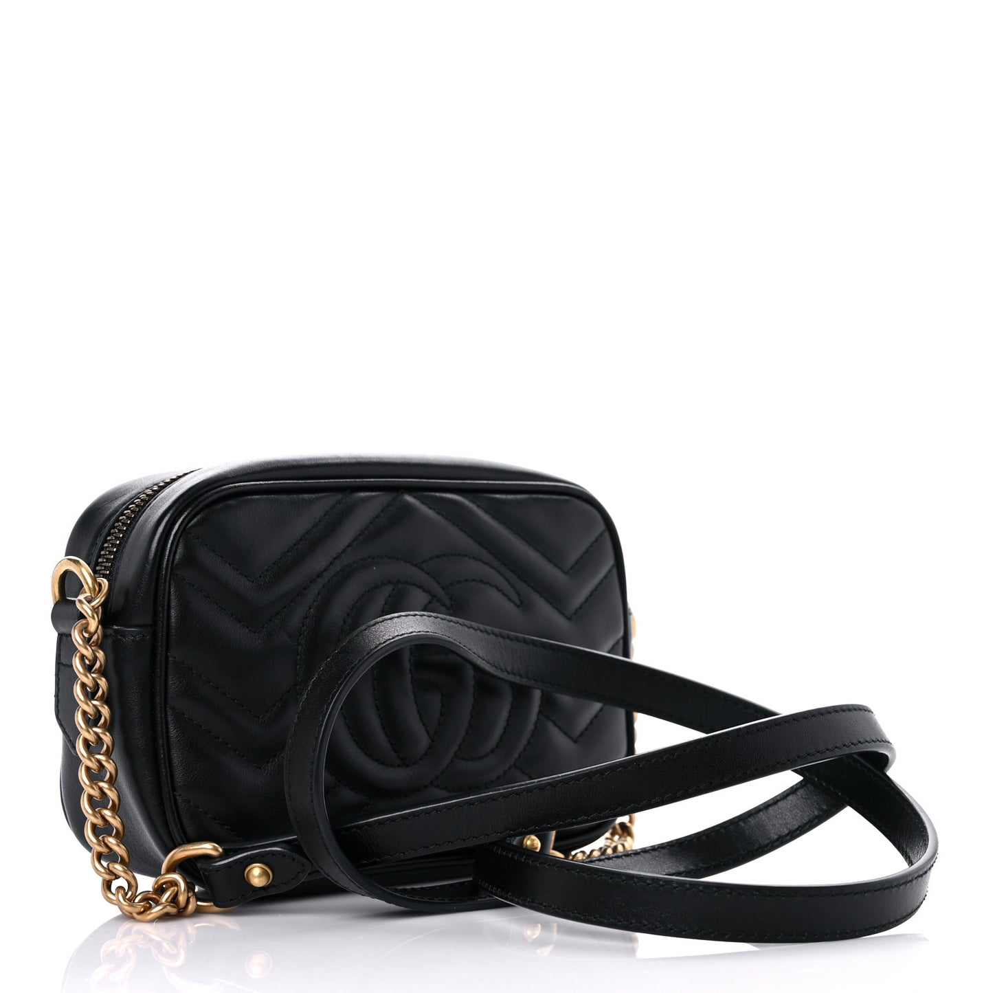 Calfskin Matelasse Mini GG Marmont Chain Shoulder Bag Black