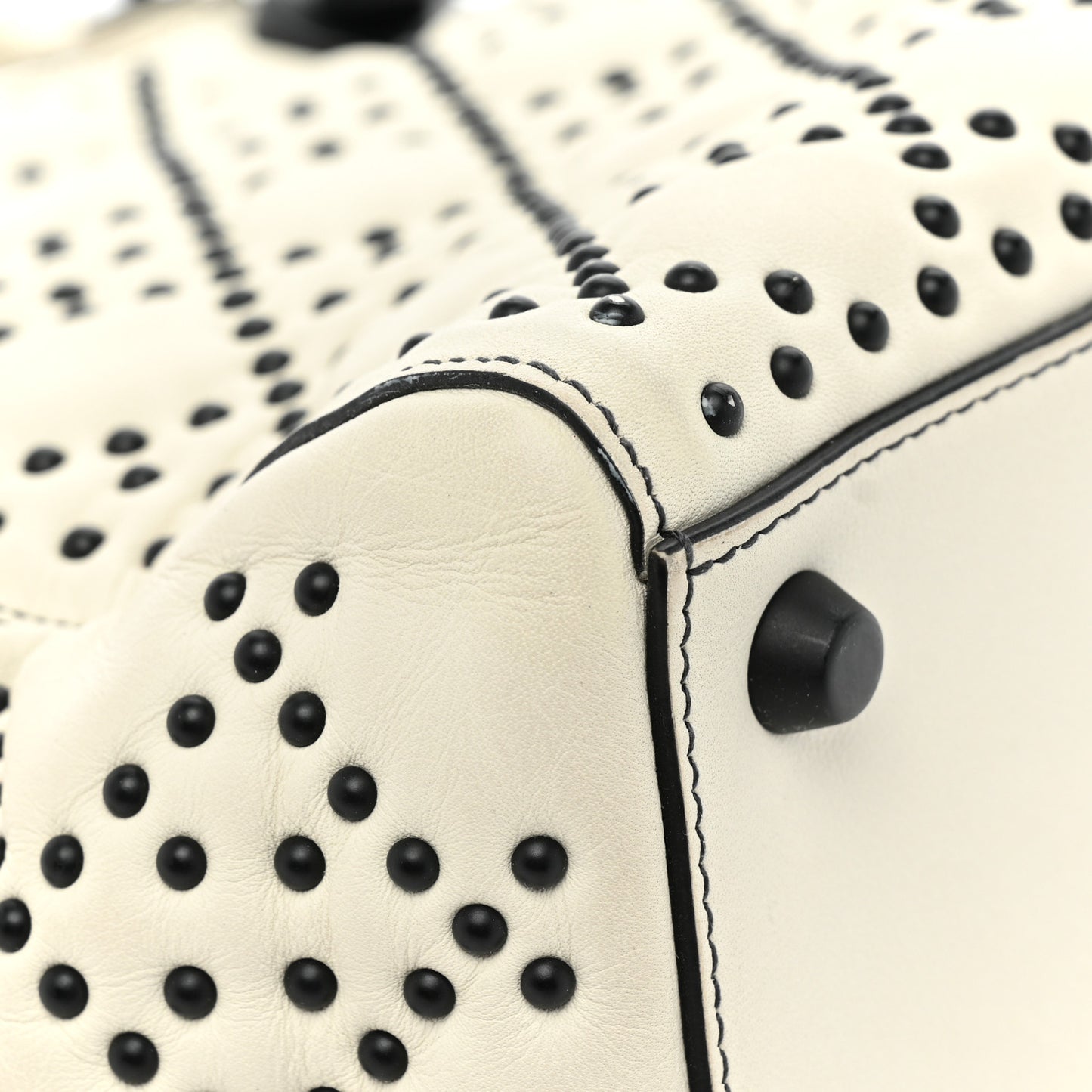 Lambskin Cannage Studded Medium Supple Lady Dior White Black