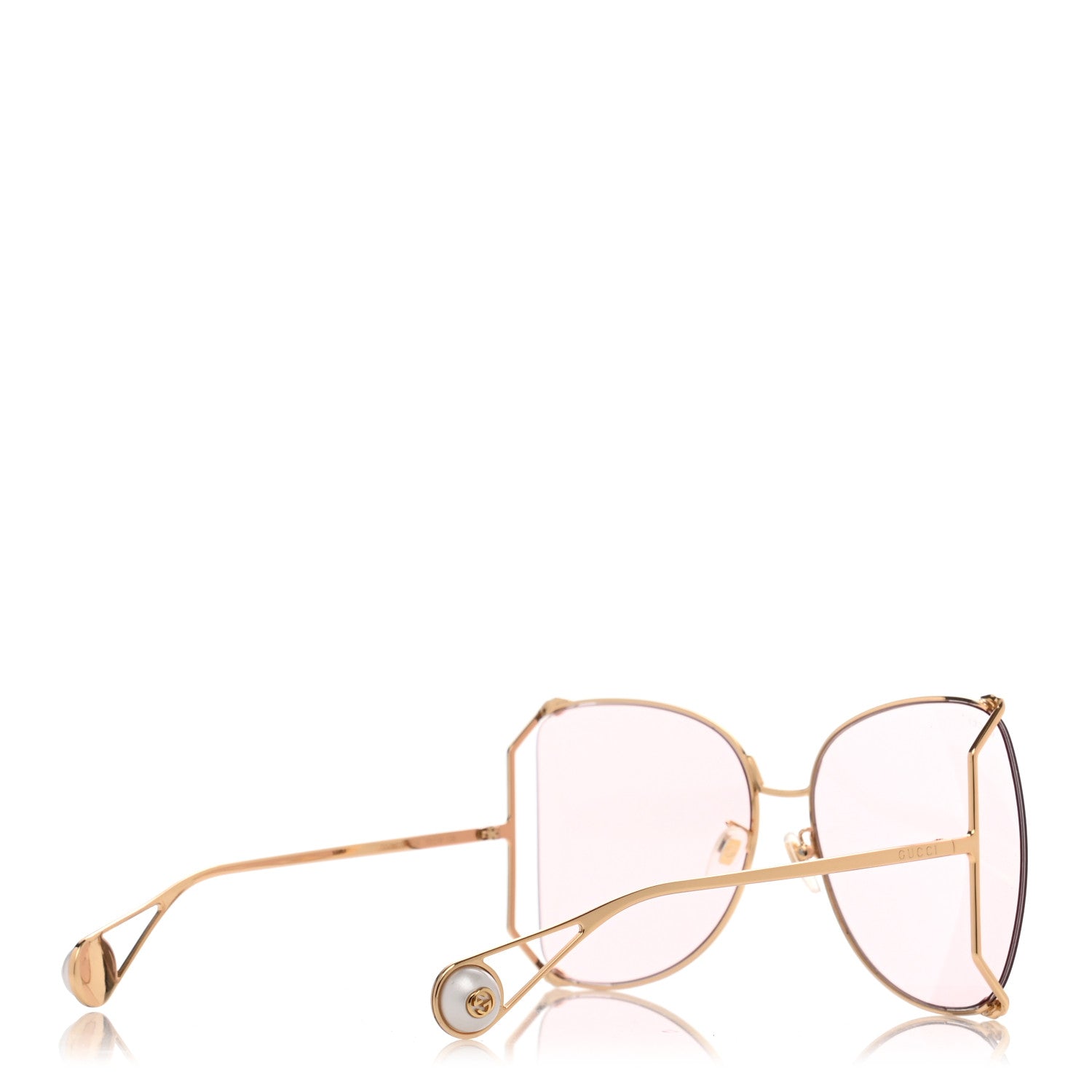 Gucci Metal Oversized Round Sunglasses GG0252S Gold Pink 4 of 7