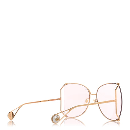 Gucci Metal Oversized Round Sunglasses GG0252S Gold Pink 4 of 7