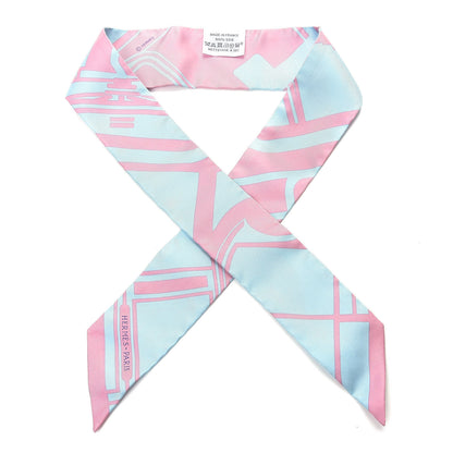 Hermes Silk Les Coupes Tattoo Twilly Ciel Vieux Rose 1 of 4