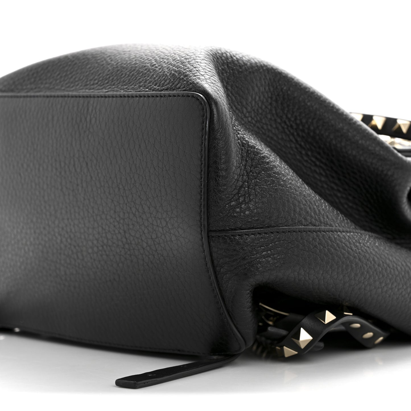 Grained Calfskin Rockstud Backpack Black