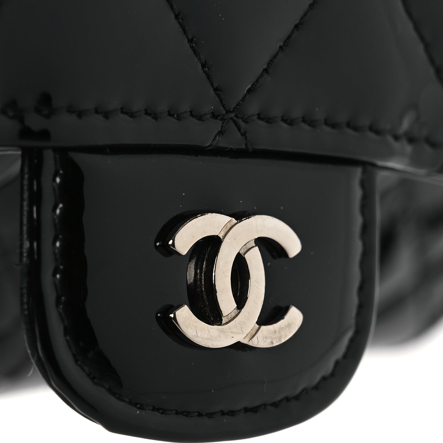 Chanel Patent Quilted Wallet On Removable Chain WOC Black 13 of 14