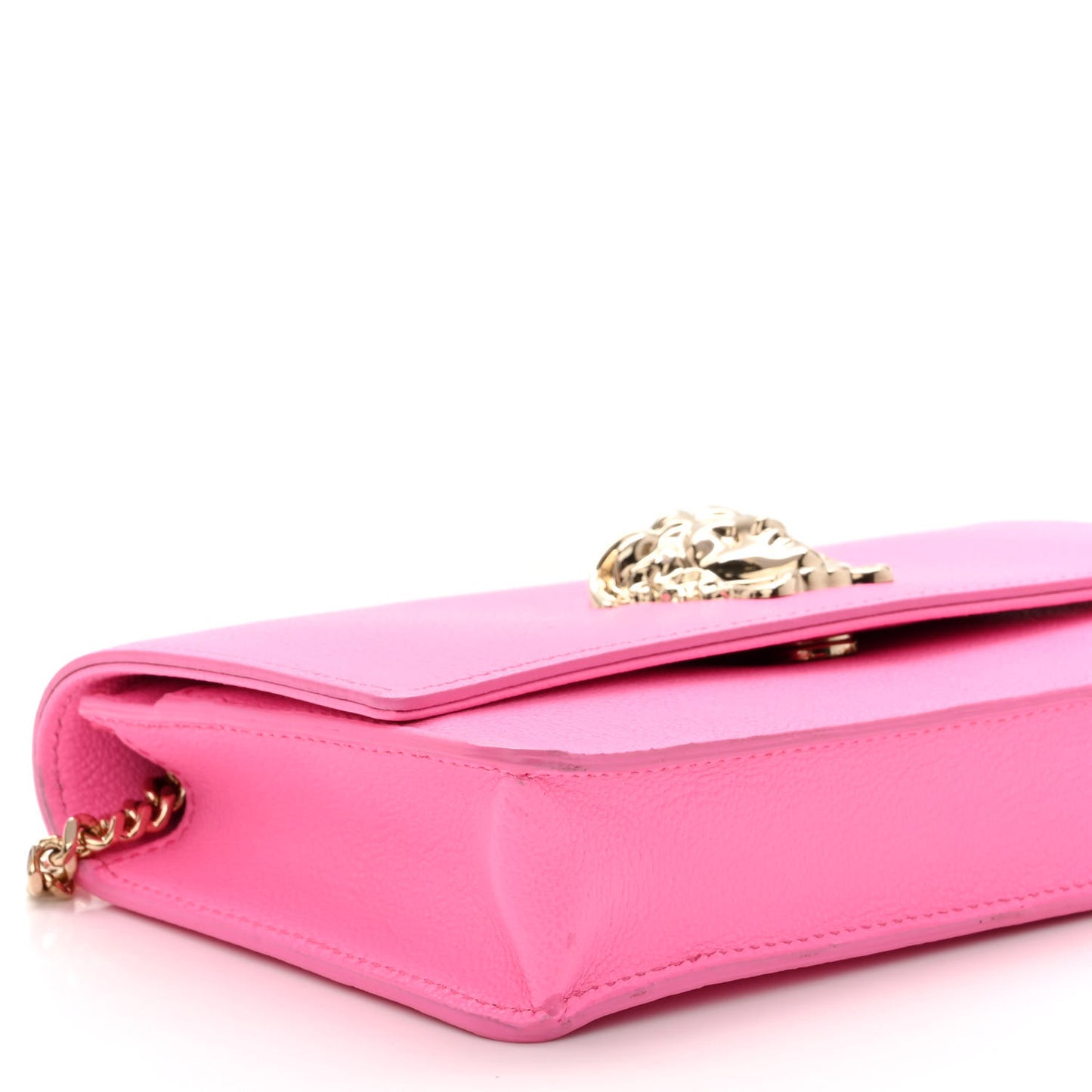 Grained Calfskin Medusa Wallet On Chain Pink