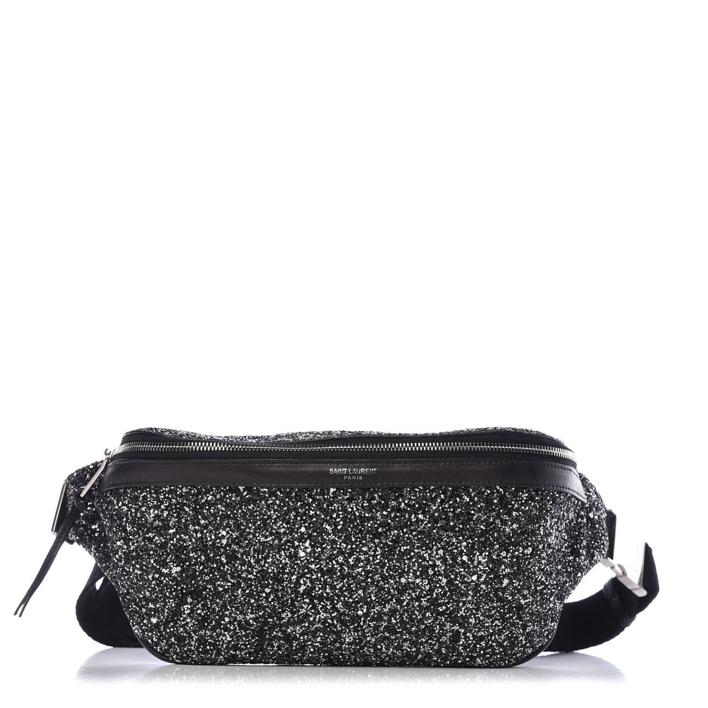 Lambskin Glitter Belt Bag Metallic Black