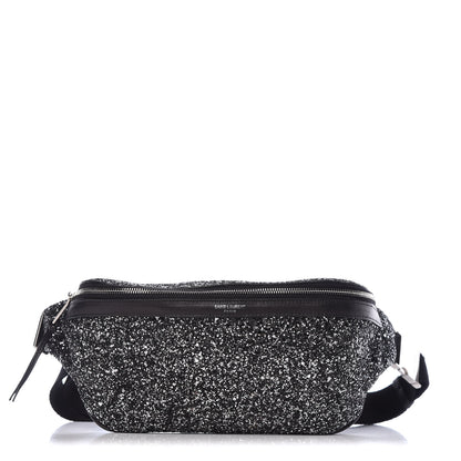 Saint Laurent Lambskin Glitter Belt Bag Metallic Black 1 of 6