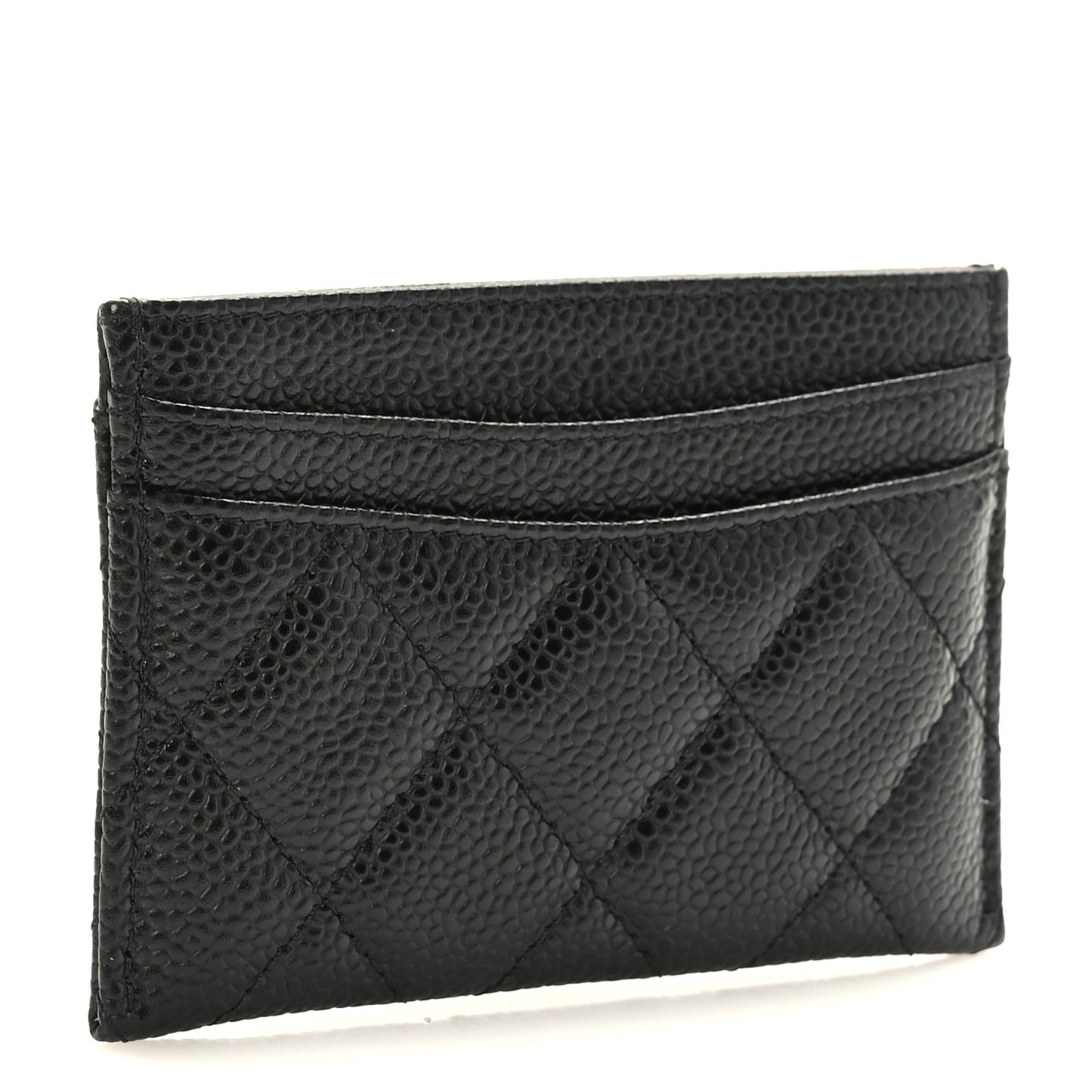 Caviar Quilted Card Holder Black