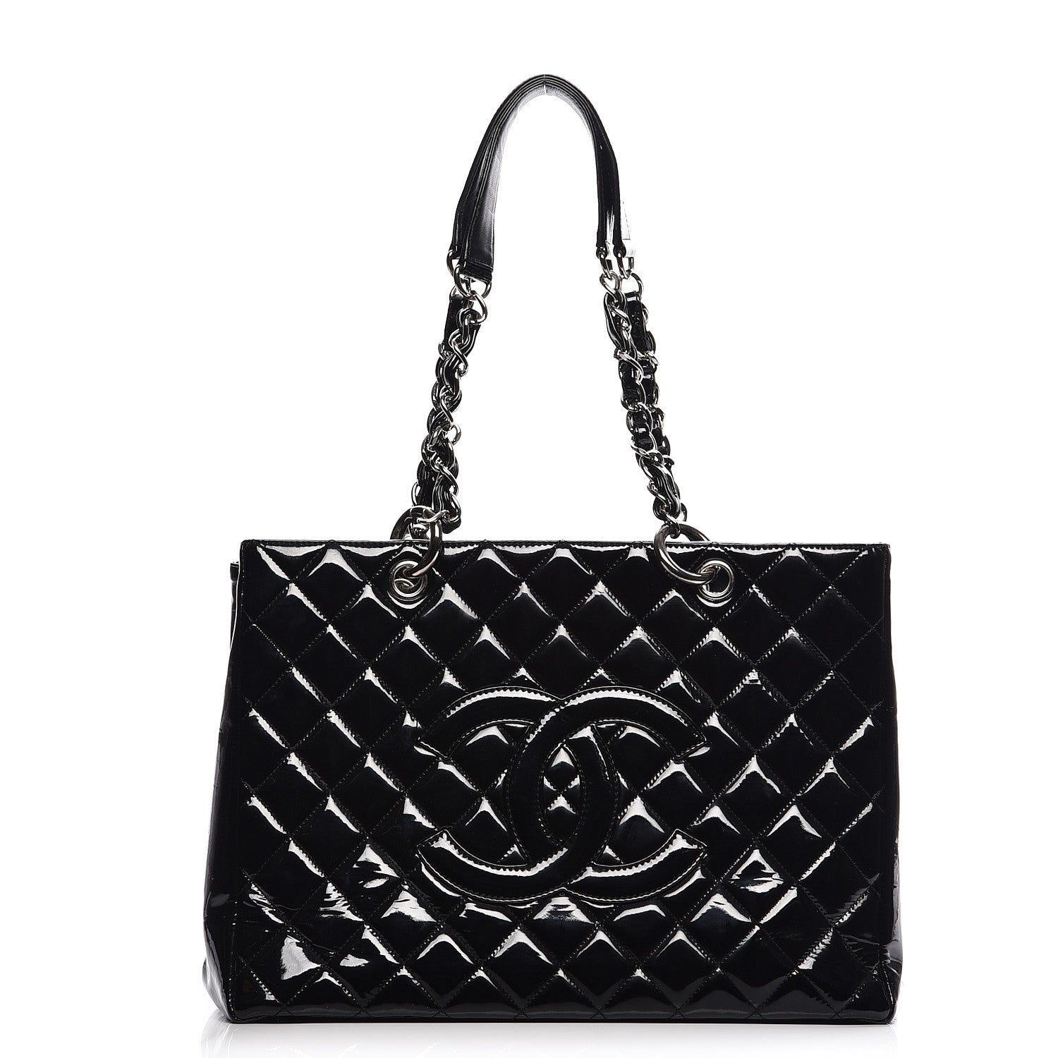 Chanel Patent Quilted Grand Shopping Tote GST Black 1 of 11