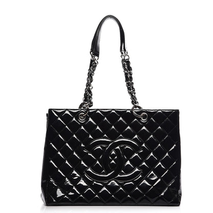 Chanel Patent Quilted Grand Shopping Tote GST Black 1 of 11