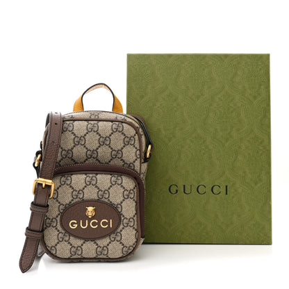 Gucci GG Supreme Monogram Mini Neo Vintage Double Zip Messenger Bag Beige New Acero Crop 11 of 11