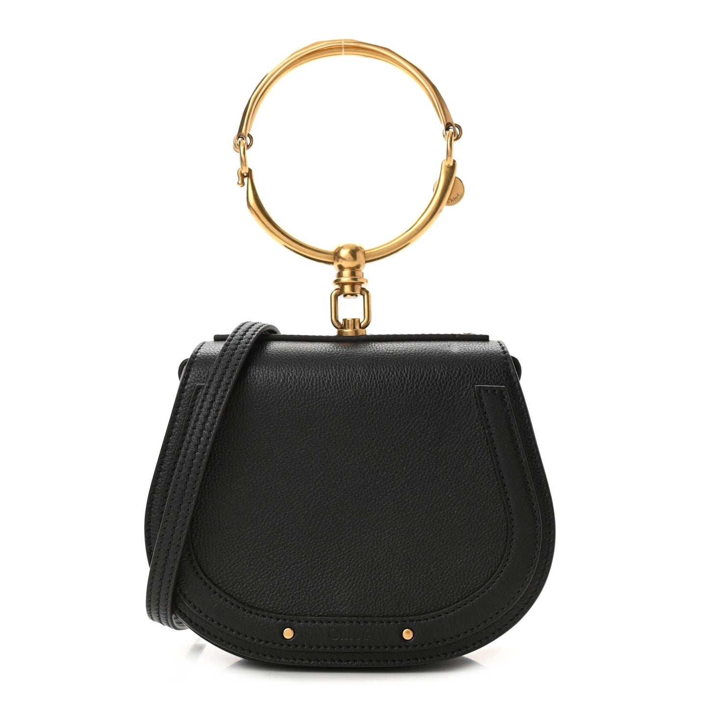 Calfskin Suede Small Nile Bracelet Bag Black