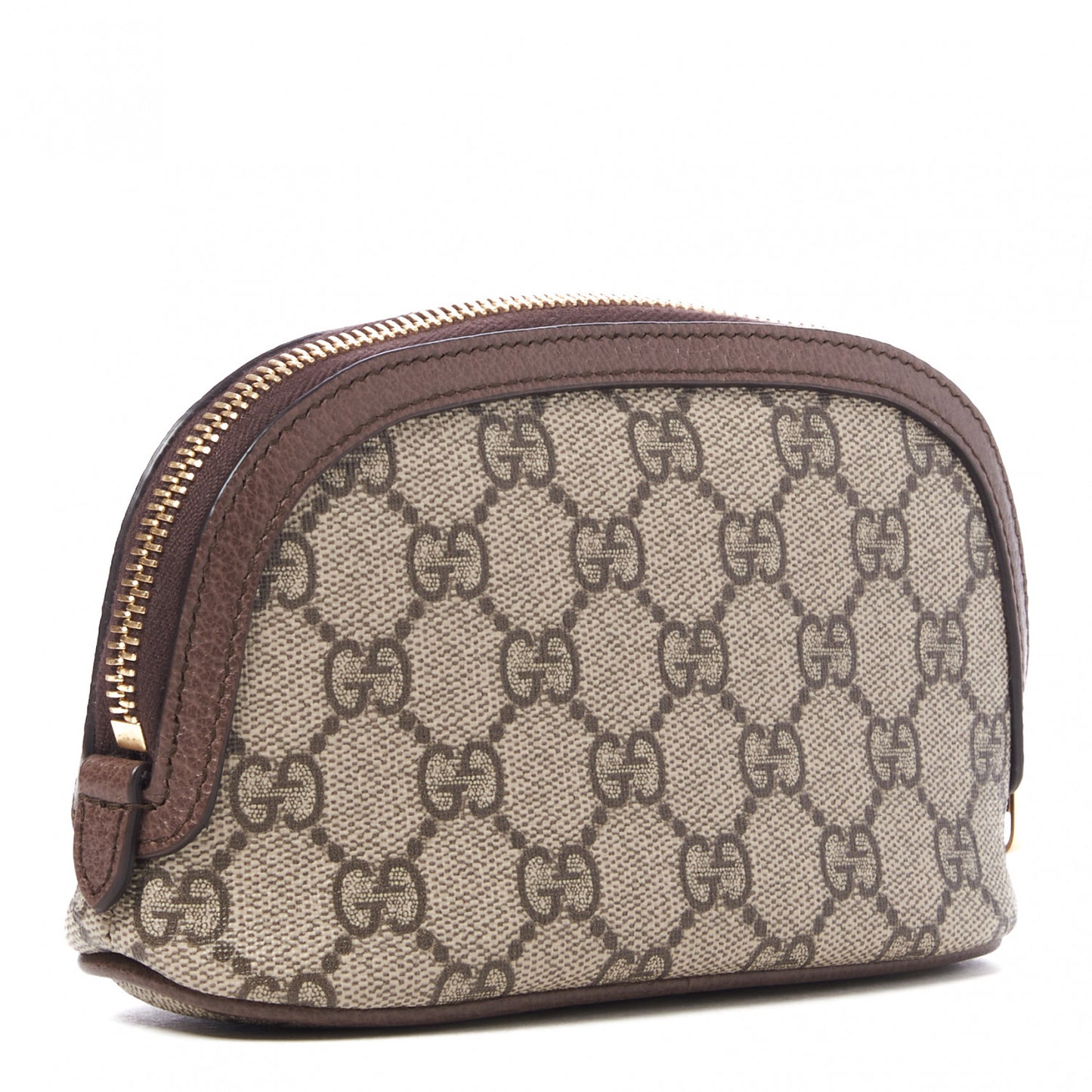 GG Supreme Monogram Textured Calfskin Web Medium Ophidia Cosmetic Case Beige Ebony New Acero