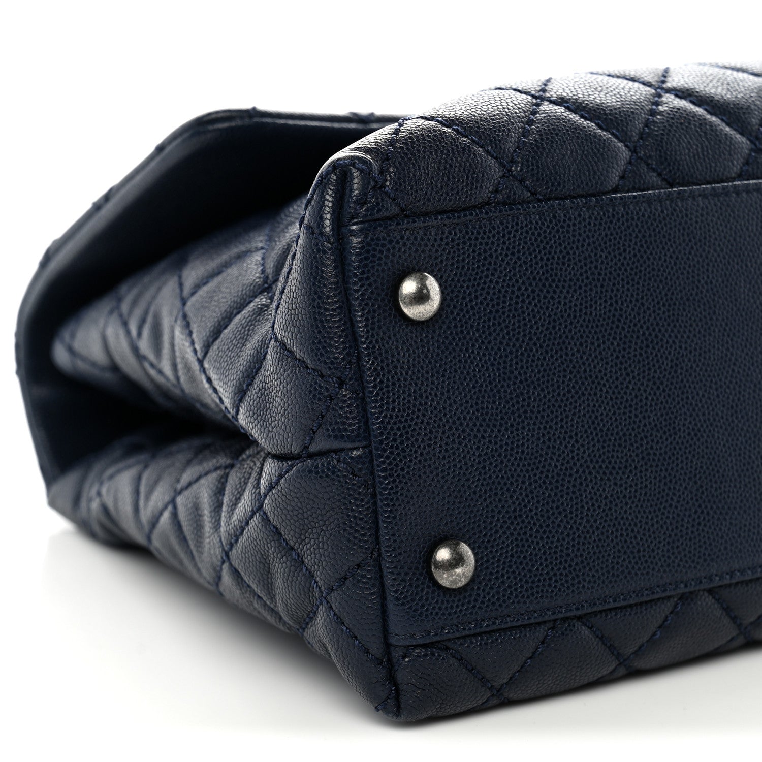 Chanel Caviar Quilted Medium Coco Handle Flap Navy Blue 9 of 10
