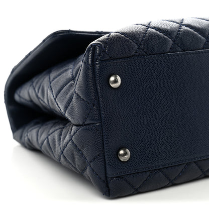 Chanel Caviar Quilted Medium Coco Handle Flap Navy Blue 9 of 10