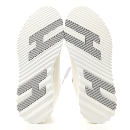 Hermes Technical Canvas Suede Goatskin Bouncing Sneakers 37 White Multicolor 5 of 9