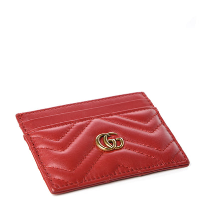 Gucci Calfskin Matelasse GG Marmont Card Holder Hibiscus Red 4 of 7