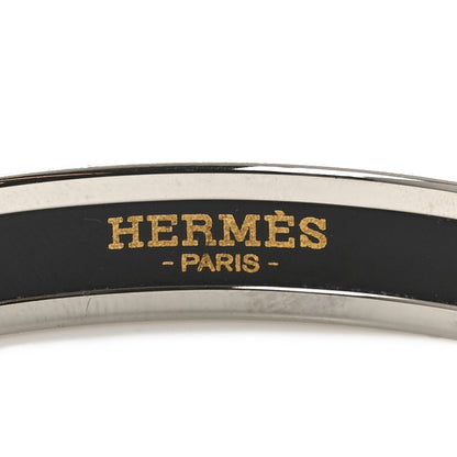 Hermes Enamel Printed Narrow L'Arrier Main Bracelet 65 Gris Platine White 4 of 5