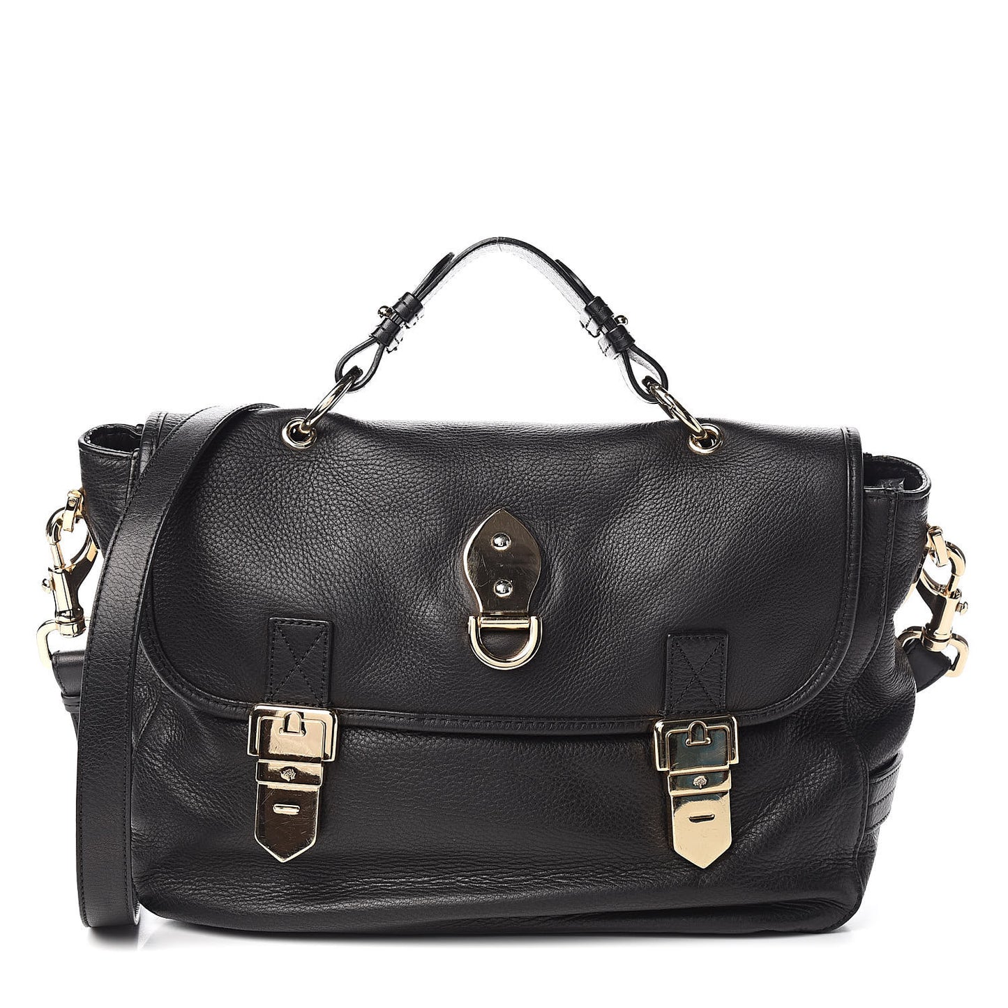 Soft Grain Calfskin Tillie Satchel Black