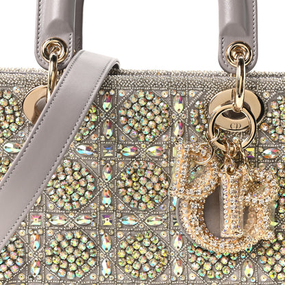 Christian Dior Calfskin Satin Celestial Bead Embroidery Embroidered Small Lady Dior Grey Multicolor 8 of 11