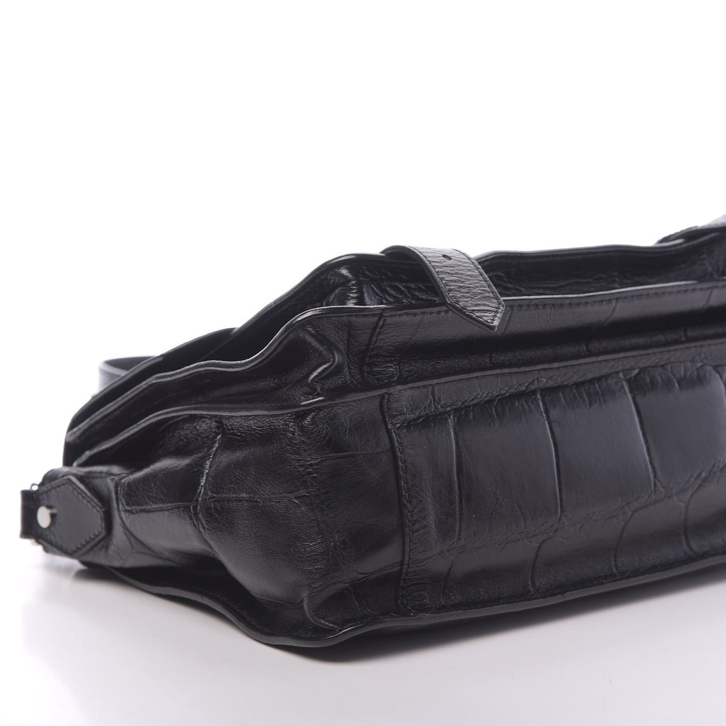 Calfskin Crocodile Embossed Medium PS1 Satchel Black