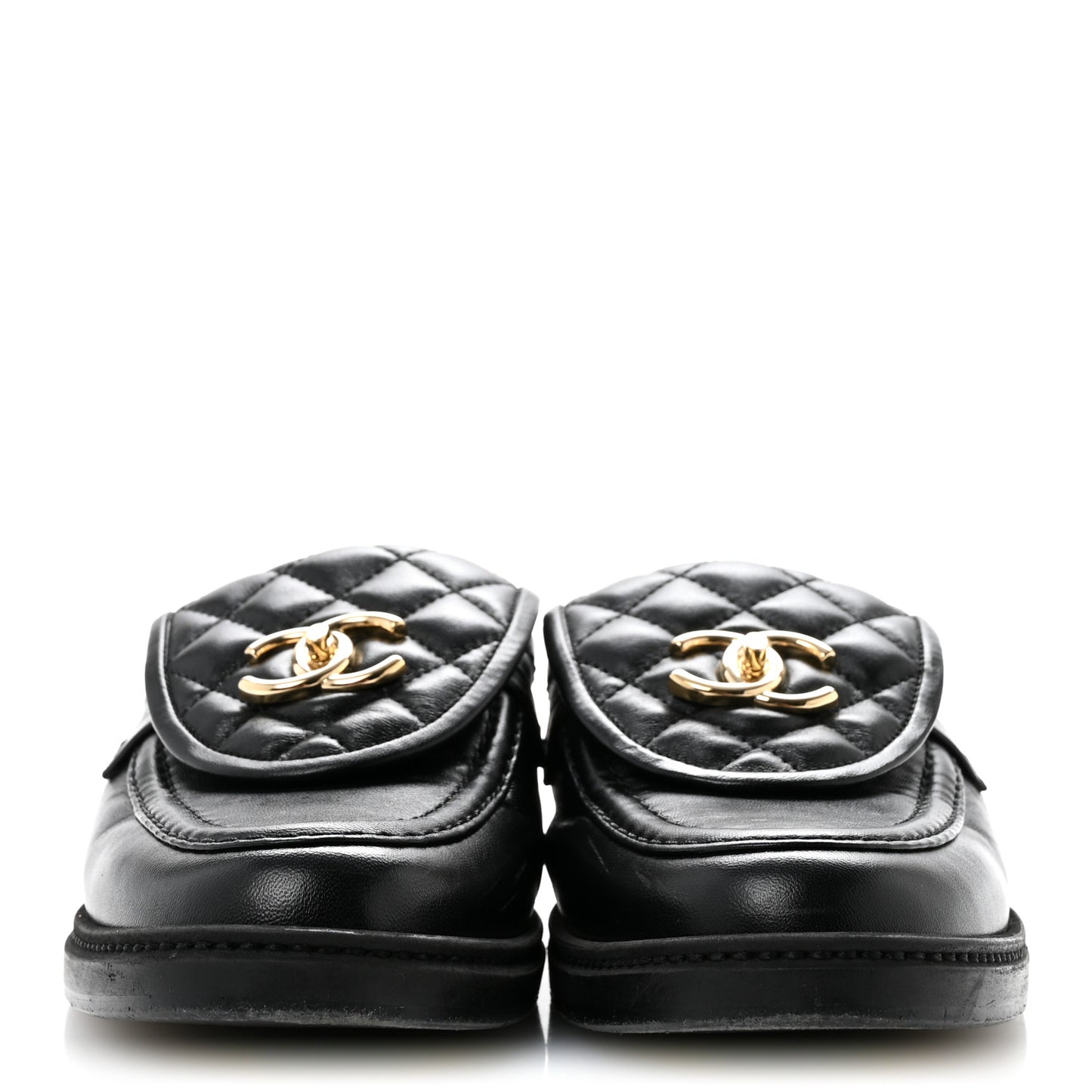 Lambskin Quilted CC Turnlock Mules 39.5 Black