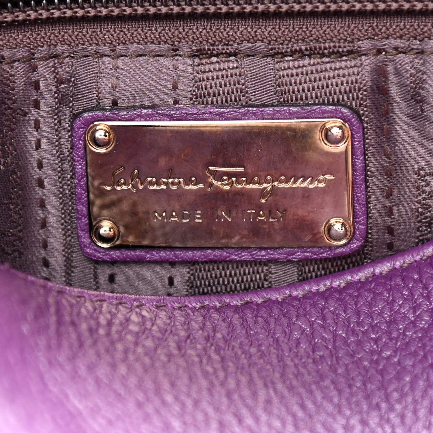 Calfskin Large Sofia Satchel Purple
