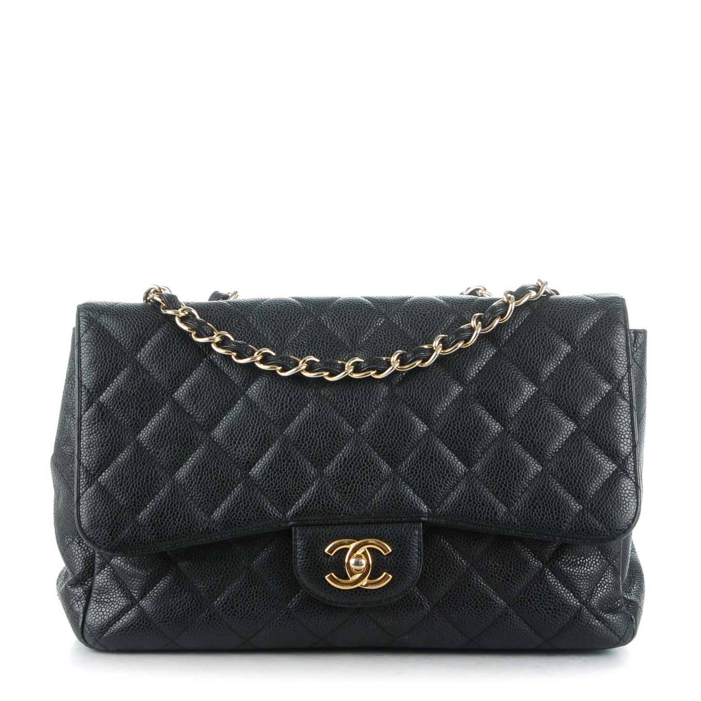 Caviar Quilted Jumbo Single Flap Black