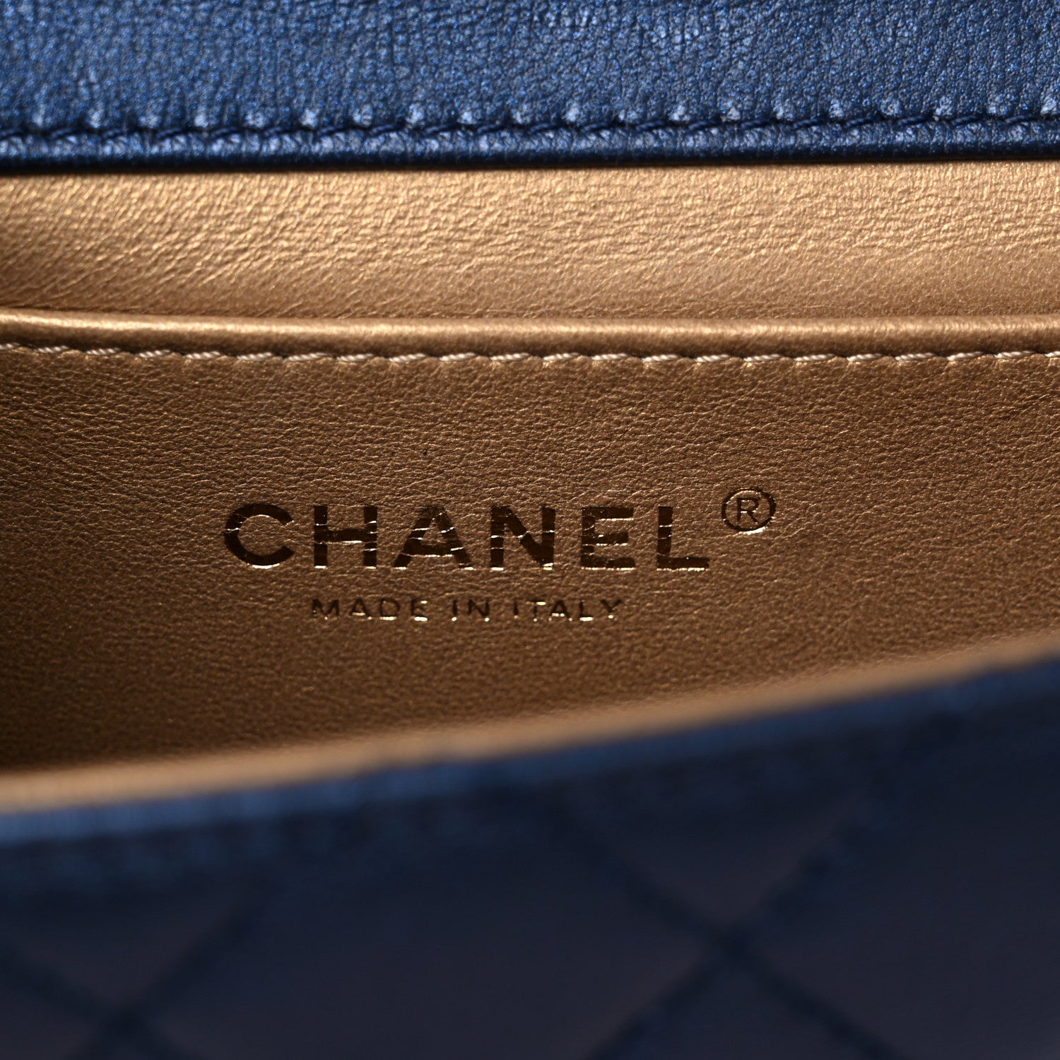 Chanel Iridescent Lambskin Quilted Chic Pearls Flap Navy Blue 6 of 10