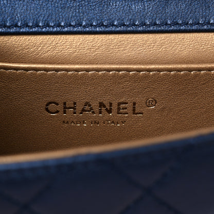 Chanel Iridescent Lambskin Quilted Chic Pearls Flap Navy Blue 6 of 10