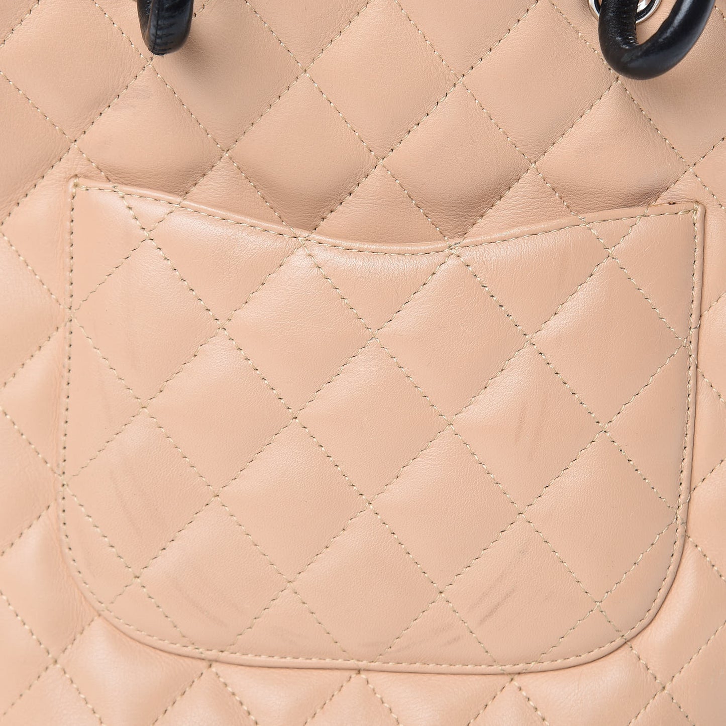 Calfskin Quilted Small Cambon Tote Beige Black