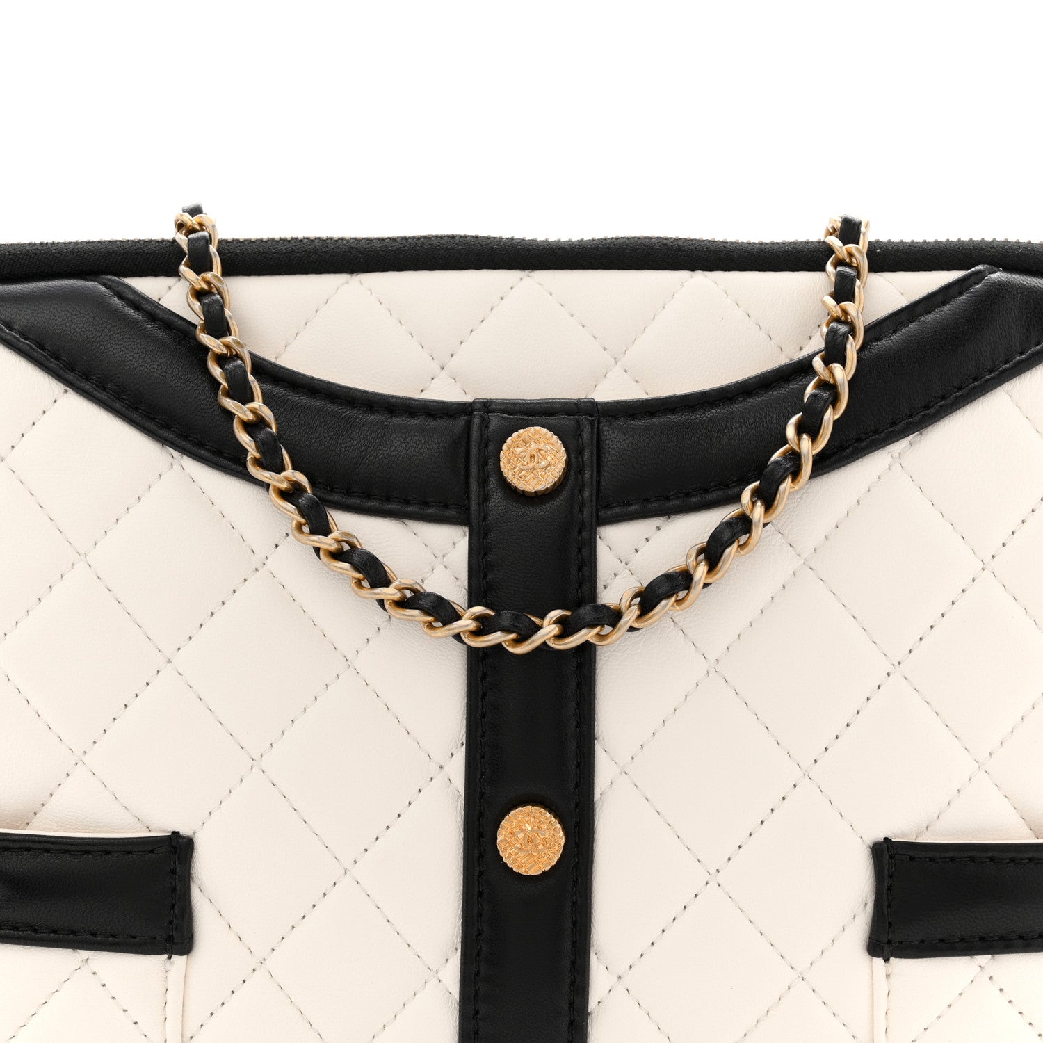Chanel Lambskin Quilted Medium Girl Shoulder Bag White Black 7 of 12