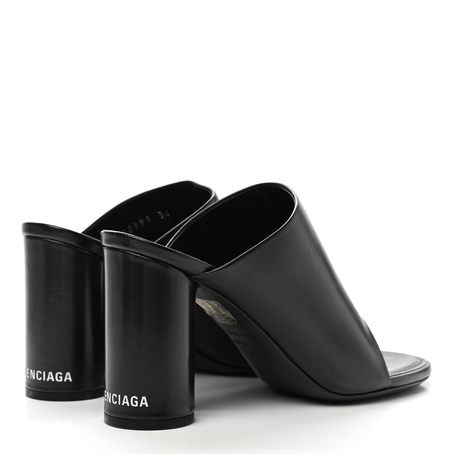 Balenciaga Shiny Sheepskin Oval 90mm Mule Pump 38 Black White 4 of 8