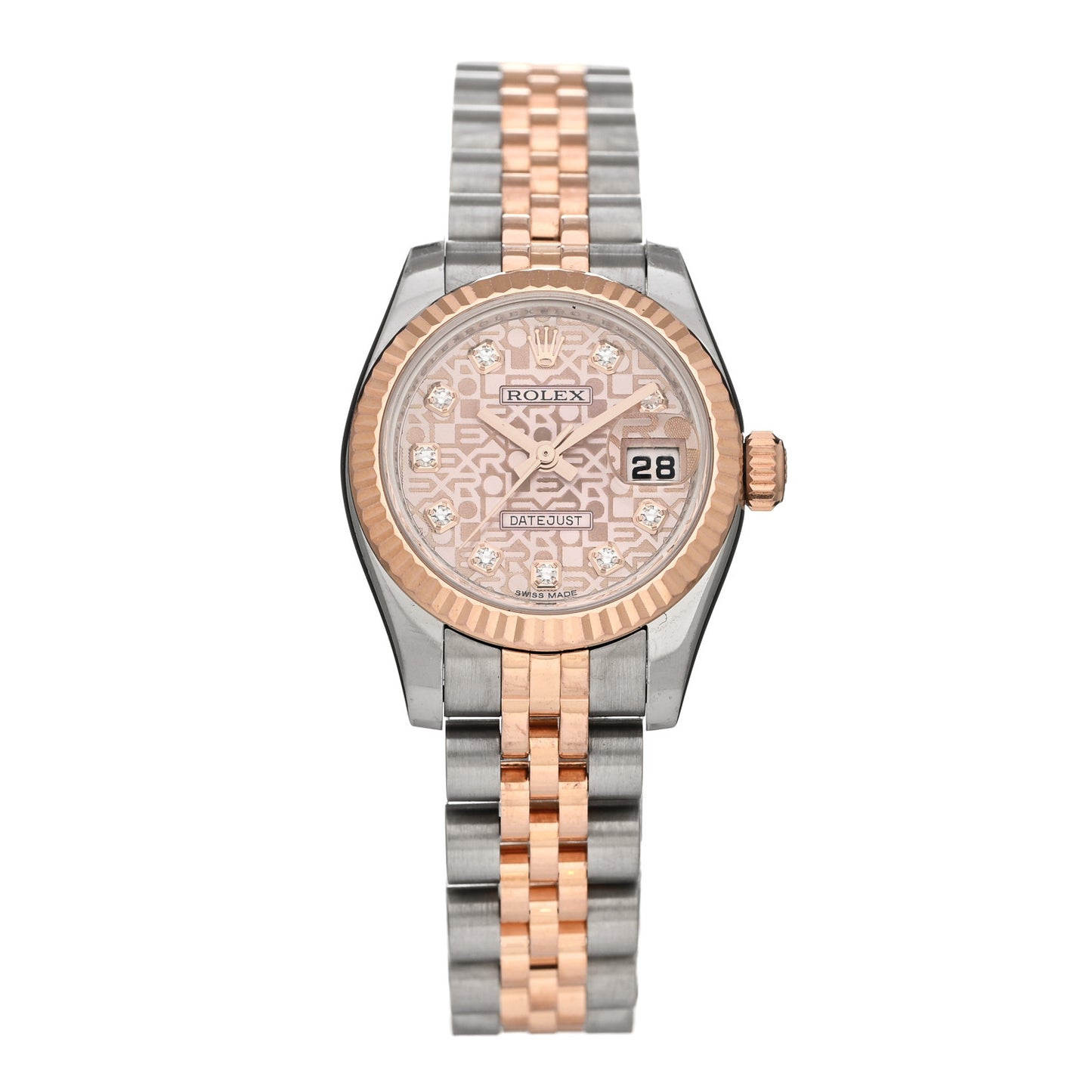 Stainless Steel 18K Everose Gold Diamond 26mm Oyster Perpetual Datejust Watch Pink Jubilee 179171
