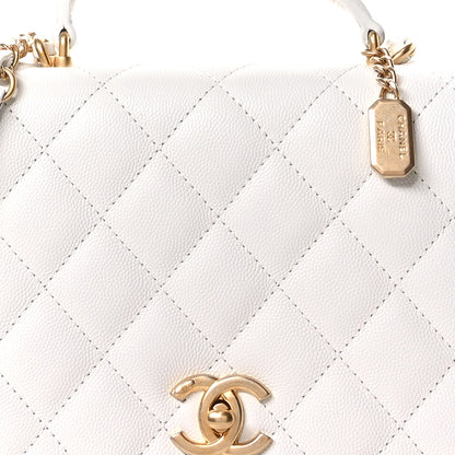 Chanel Caviar Quilted Mini Top Handle Flap White 8 of 12