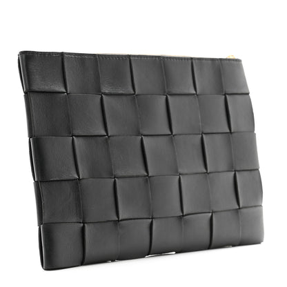 Bottega Veneta Nappa Maxi Intrecciato Small Cassette Flat Zip Pouch Black 3 of 8