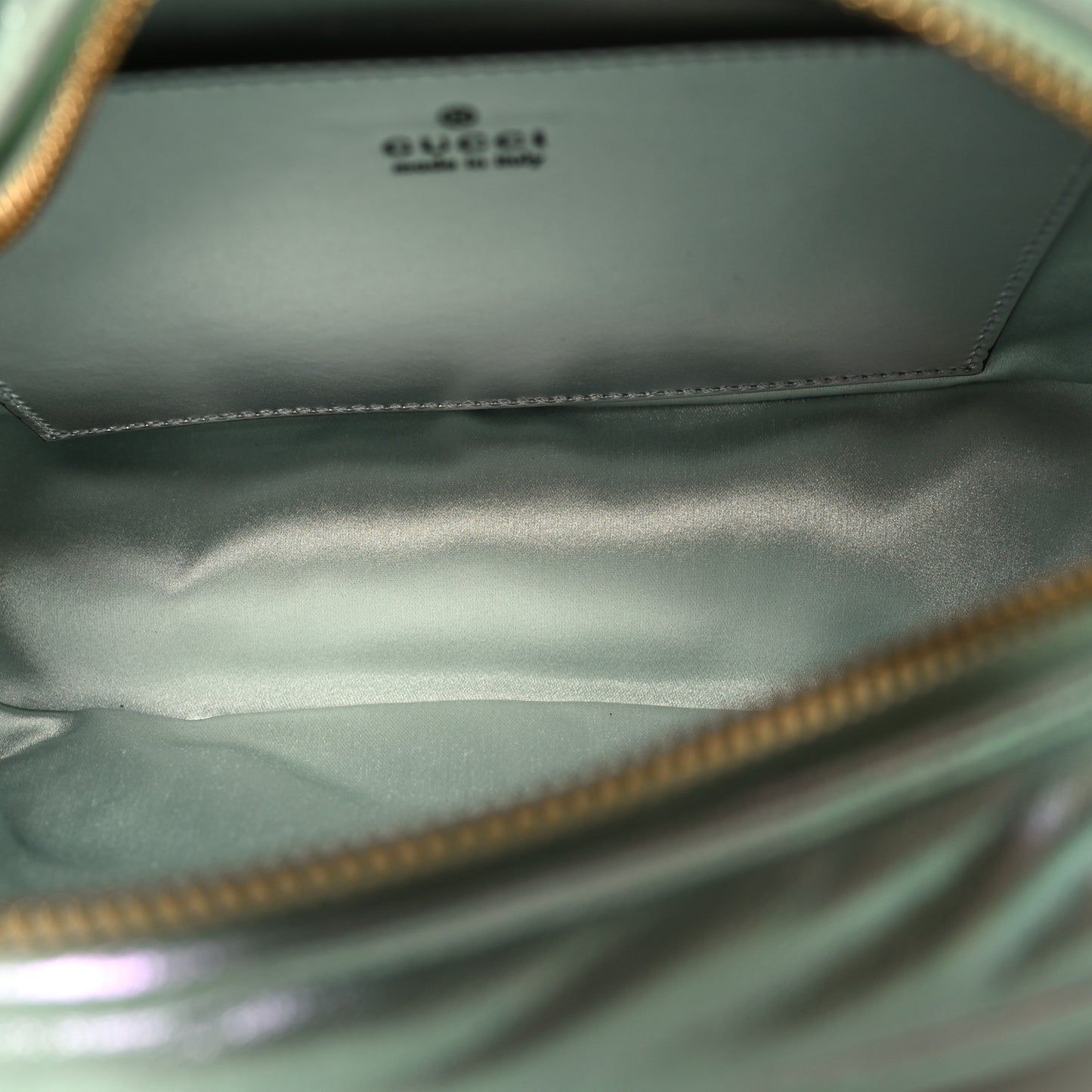 Iridescent Nappa Chevron Matelasse Small GG Marmont Chain Shoulder Bag Iridescent Salvy Green