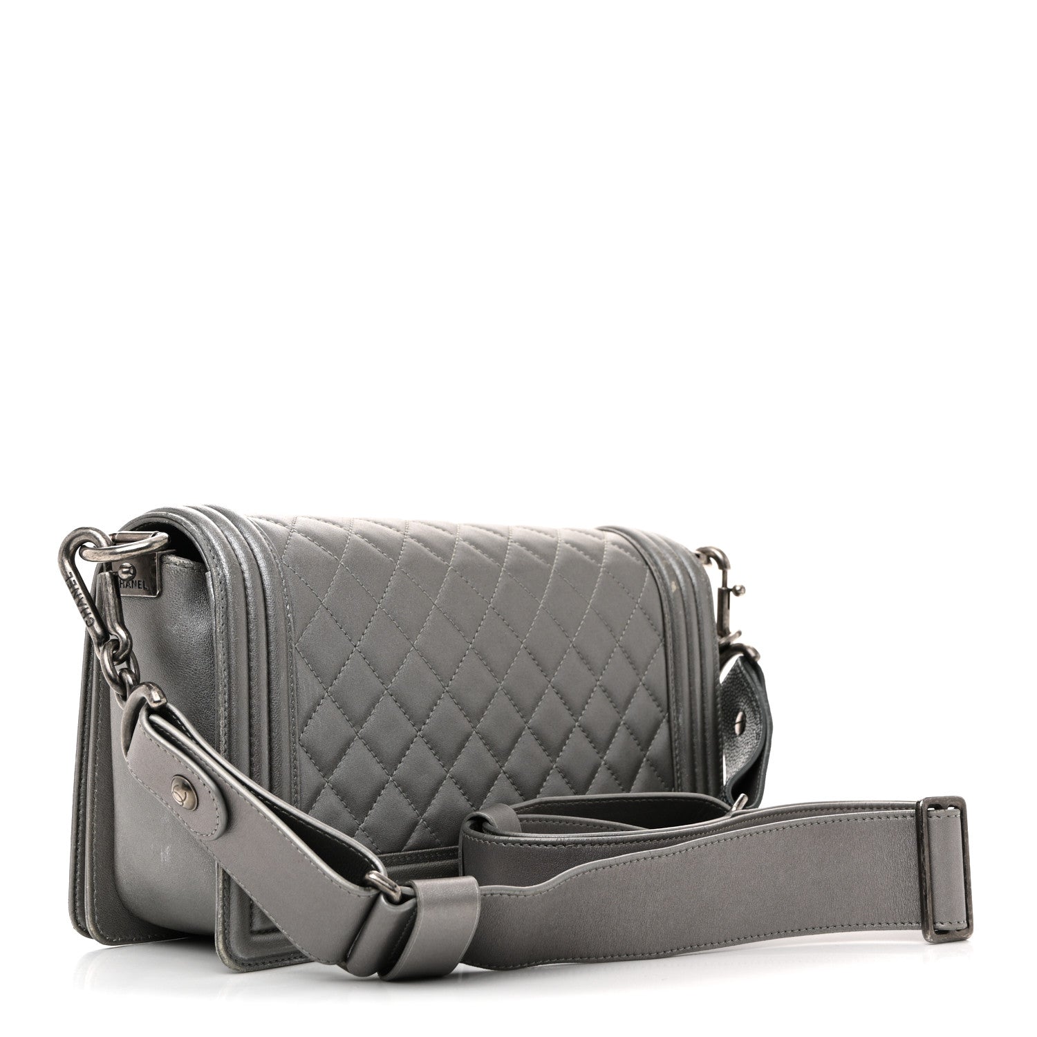 Chanel Metallic Lambskin Stingray Quilted Medium Boy Flap Silver 5 of 31
