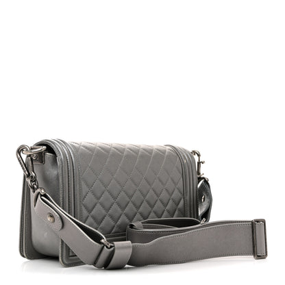 Chanel Metallic Lambskin Stingray Quilted Medium Boy Flap Silver 5 of 31