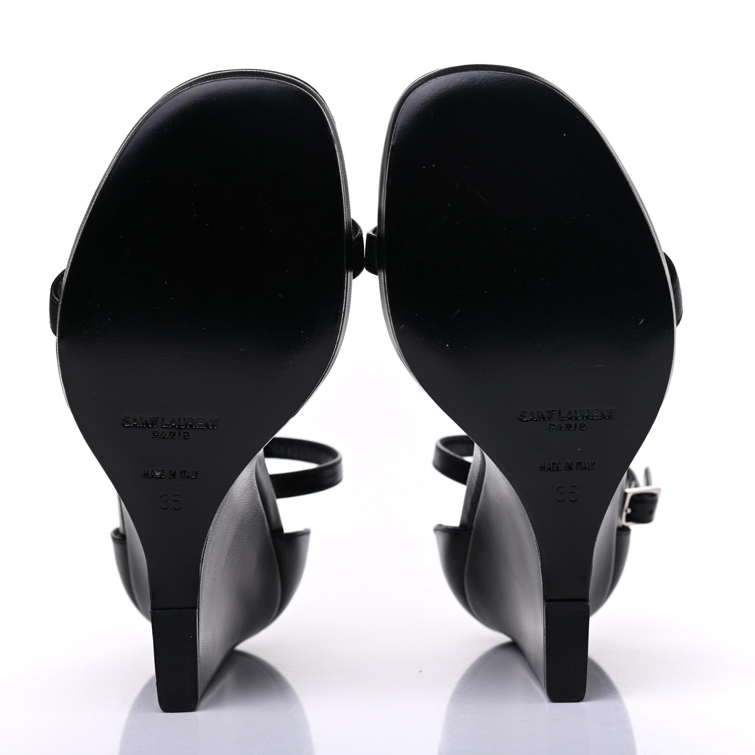 Saint Laurent Calfskin Jane 105 Wedge Sandals 35 Black 5 of 10
