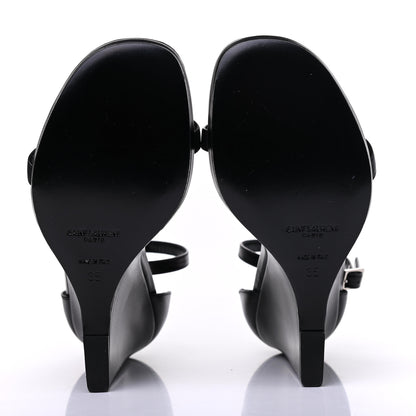 Saint Laurent Calfskin Jane 105 Wedge Sandals 35 Black 5 of 10
