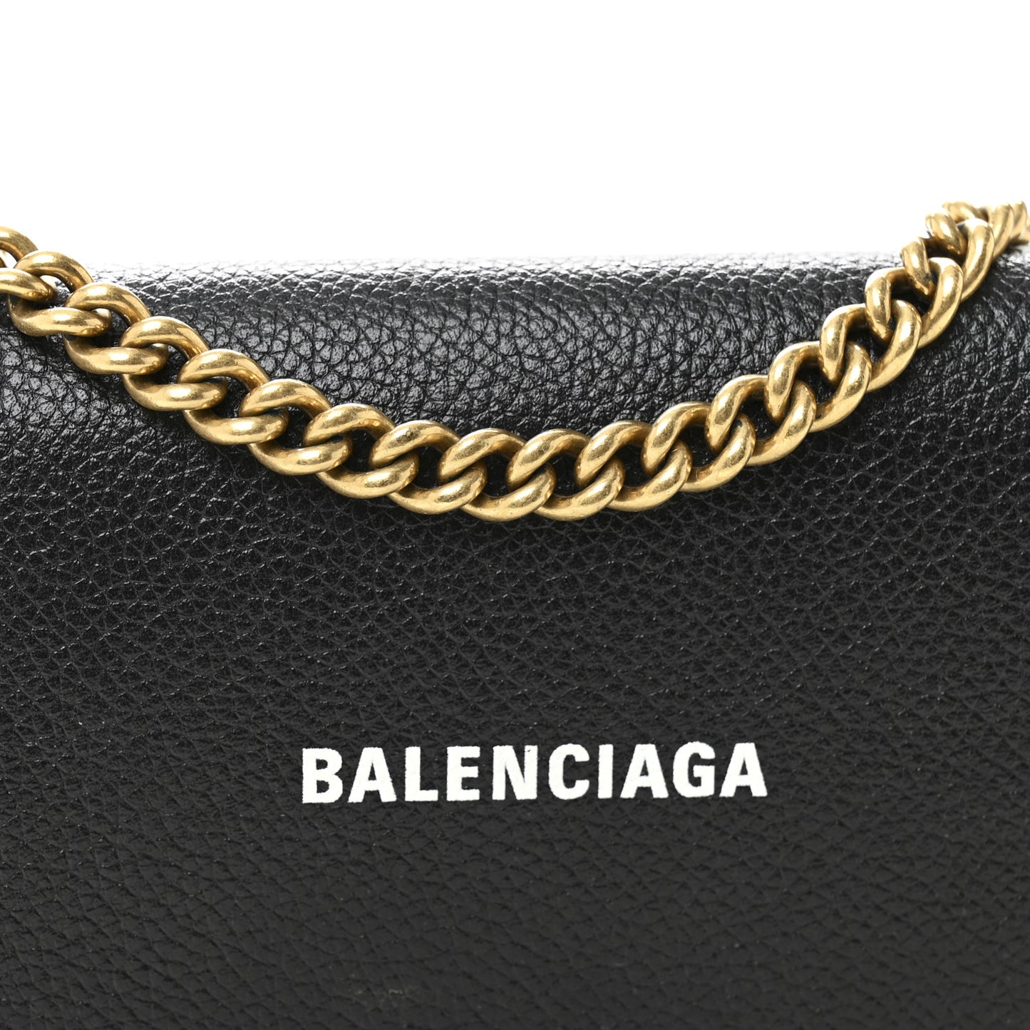 Grained Calfskin Logo Cash Phone Holder Wallet On Chain Black White