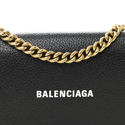 Balenciaga Grained Calfskin Logo Cash Phone Holder Wallet On Chain Black White 7 of 9