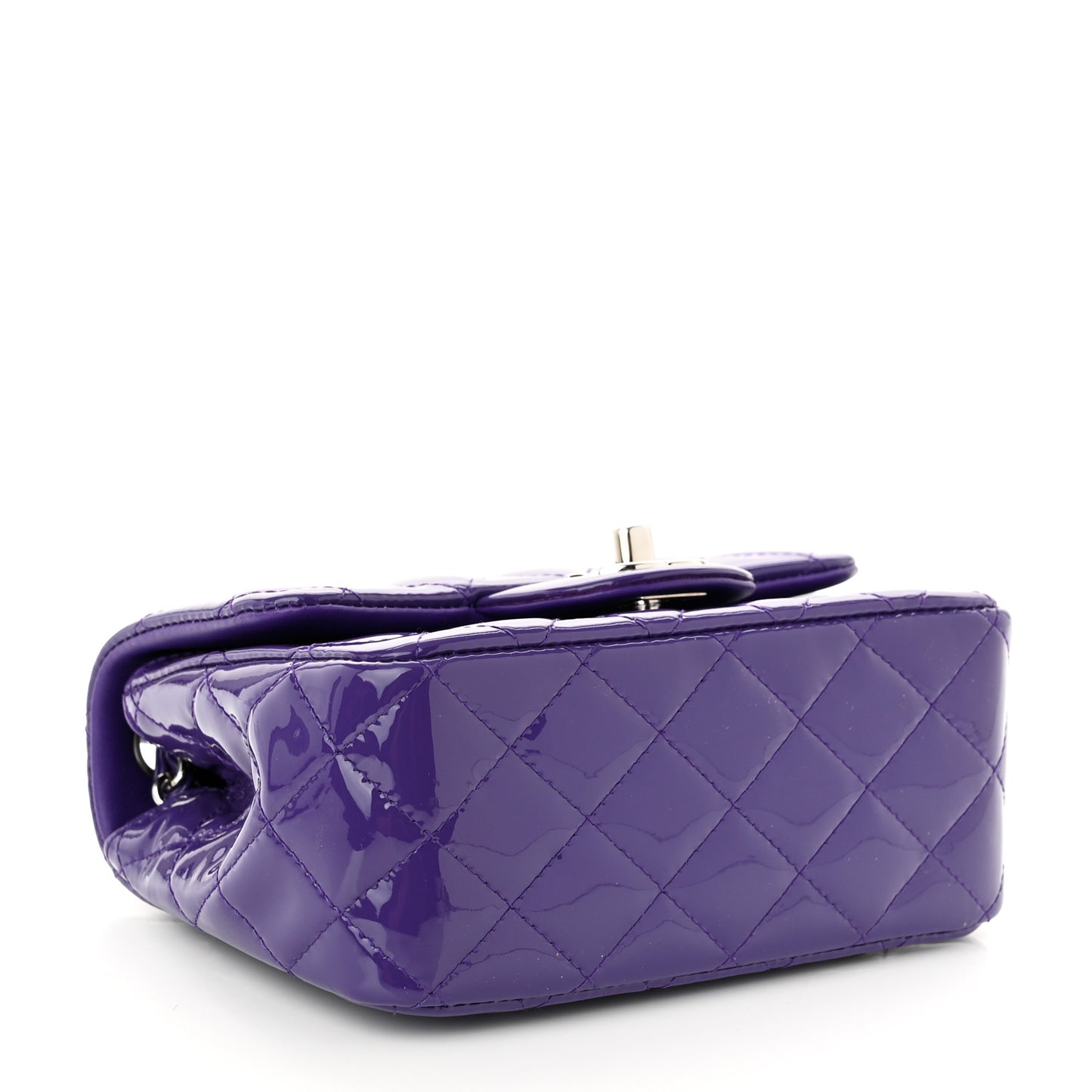 Patent Quilted Mini Square Flap Purple