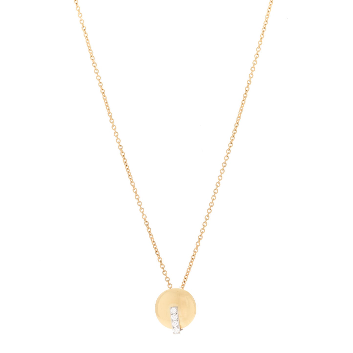 18K Yellow Gold White Gold Diamond Disc Pendant Necklace